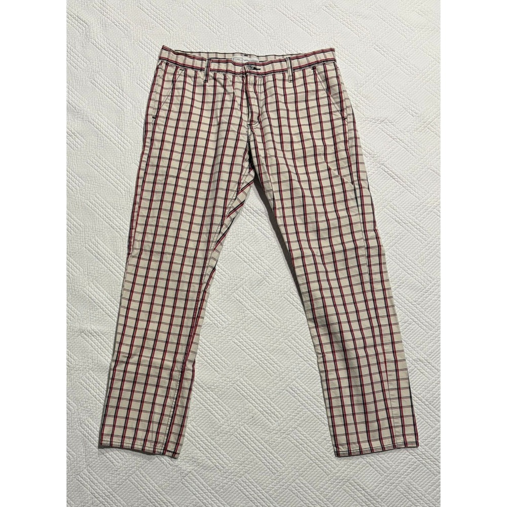 Levi's Re-Issued 511 Men's Skinny Trouser Plaid Red White Blue 36 X 32 Cotton